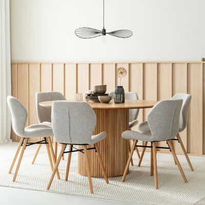 Korpi-Keto 6-hengen pyöreä ruokailuryhmä tammi/taupe Monza 40